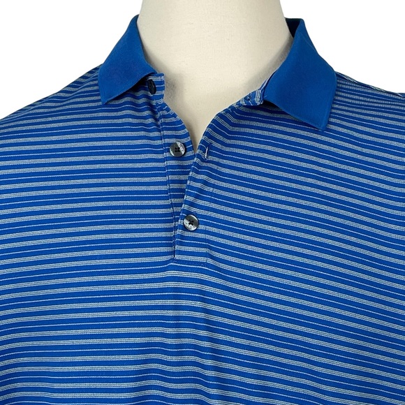 Men's Nike Fit-Dry Polyester/Nylon Blend Blue‎ & Grey Striped Polo XXL - Picture 3 of 8